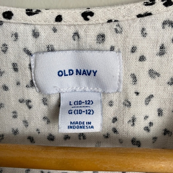 Old Navy Girl's White/Black Print Linen Blend Romper Size Large (10-12) - Picture 2 of 13